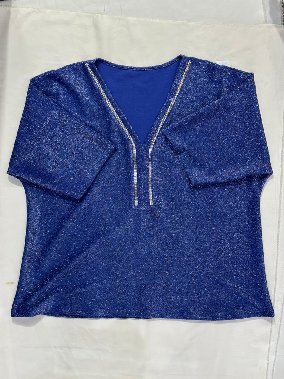 Blusa lurex azul